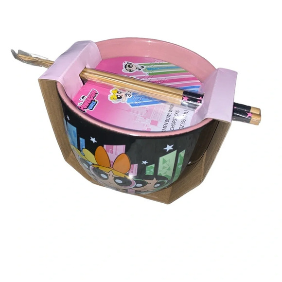 New PowerPuff Girls Ramen Bowl With Chopsticks - Picture 1 of 3